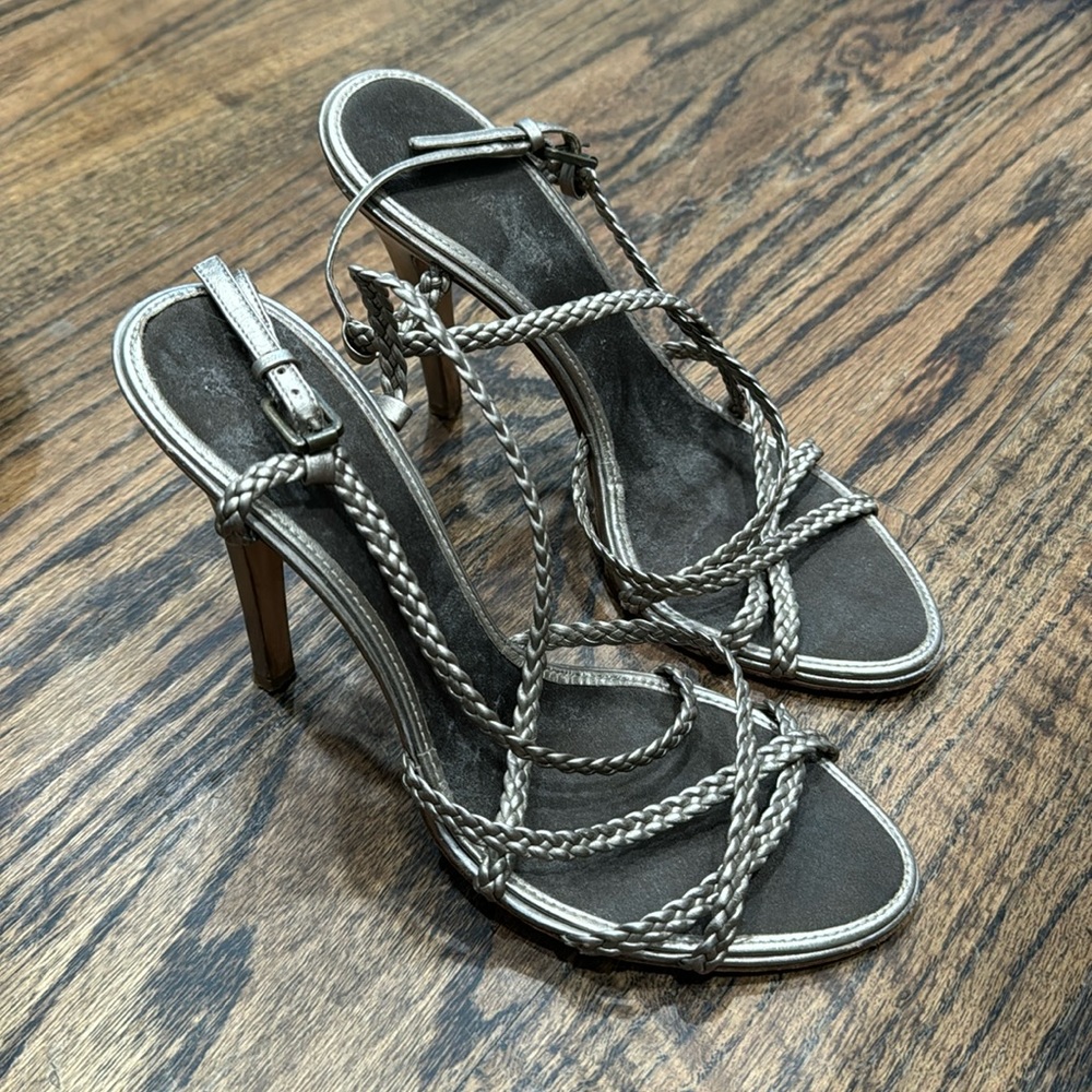 Bronze strappy BCBG heels